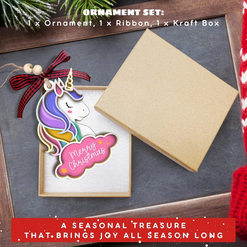 SUCHAGIFT Unicorn Ornament - Unicorn Ornaments for Christmas Tree, Christmas Ornaments for Kids - Rainbow Gifts for Kids, Little Girls, Teen Girls, Children - Wood Ornament 2025 - Image 3